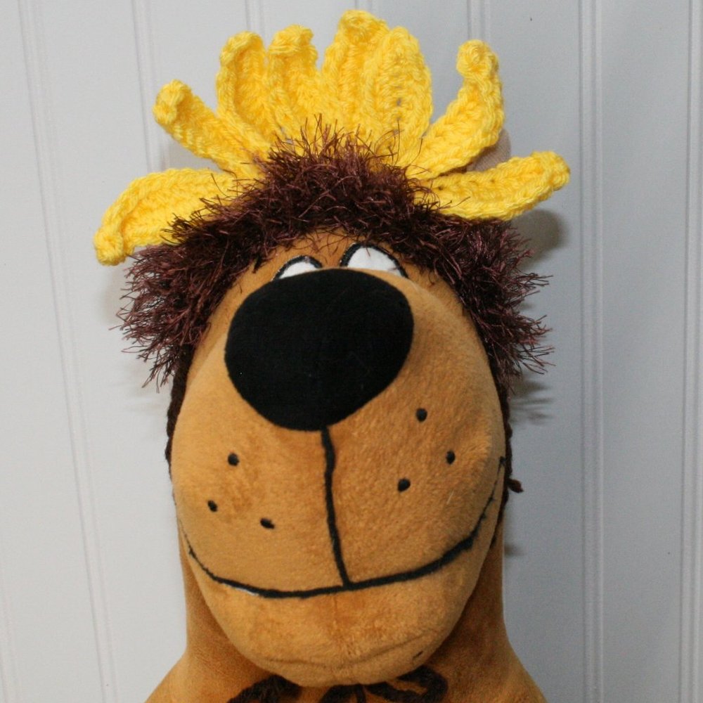 HAND CRAFTED Hat Sunflower Dog Crochet Hairy Wig Floral Costume Photo Prop